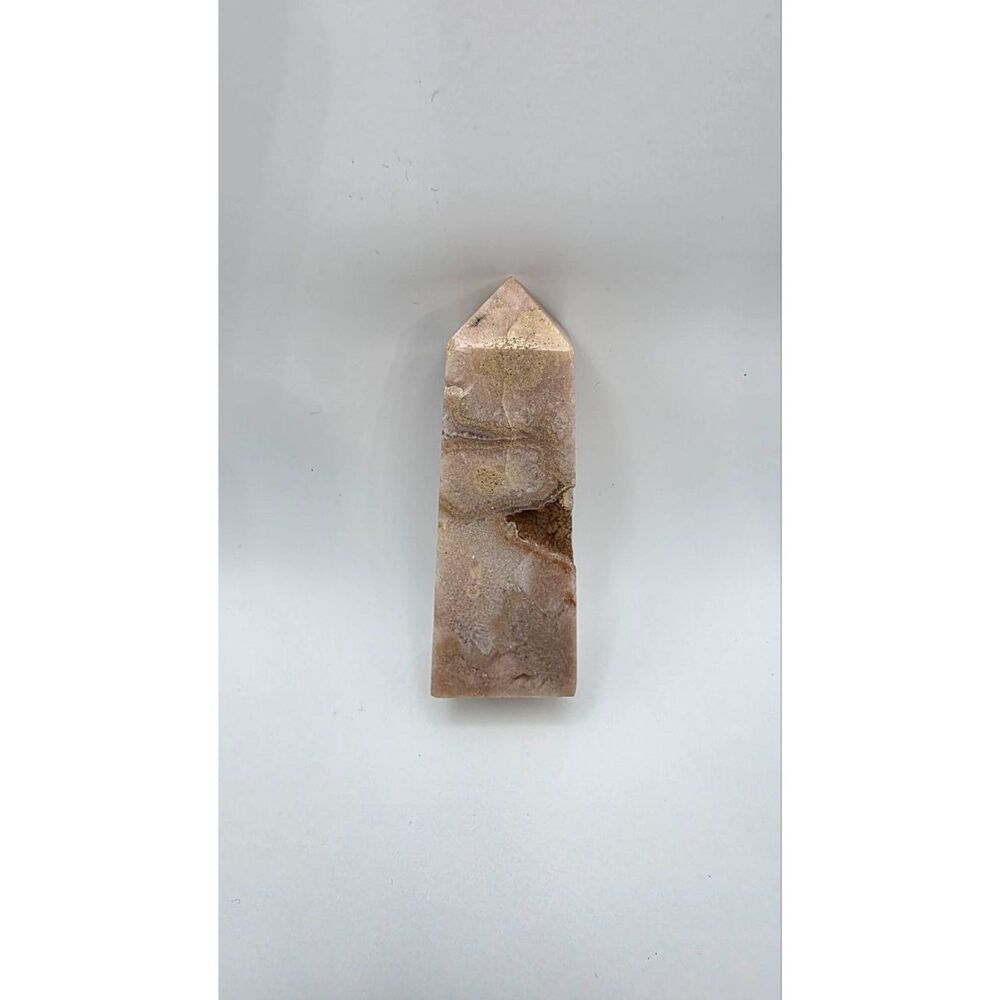 Orbicular Jasper Crystal Tower Beige Pink Polished Obelisk Point